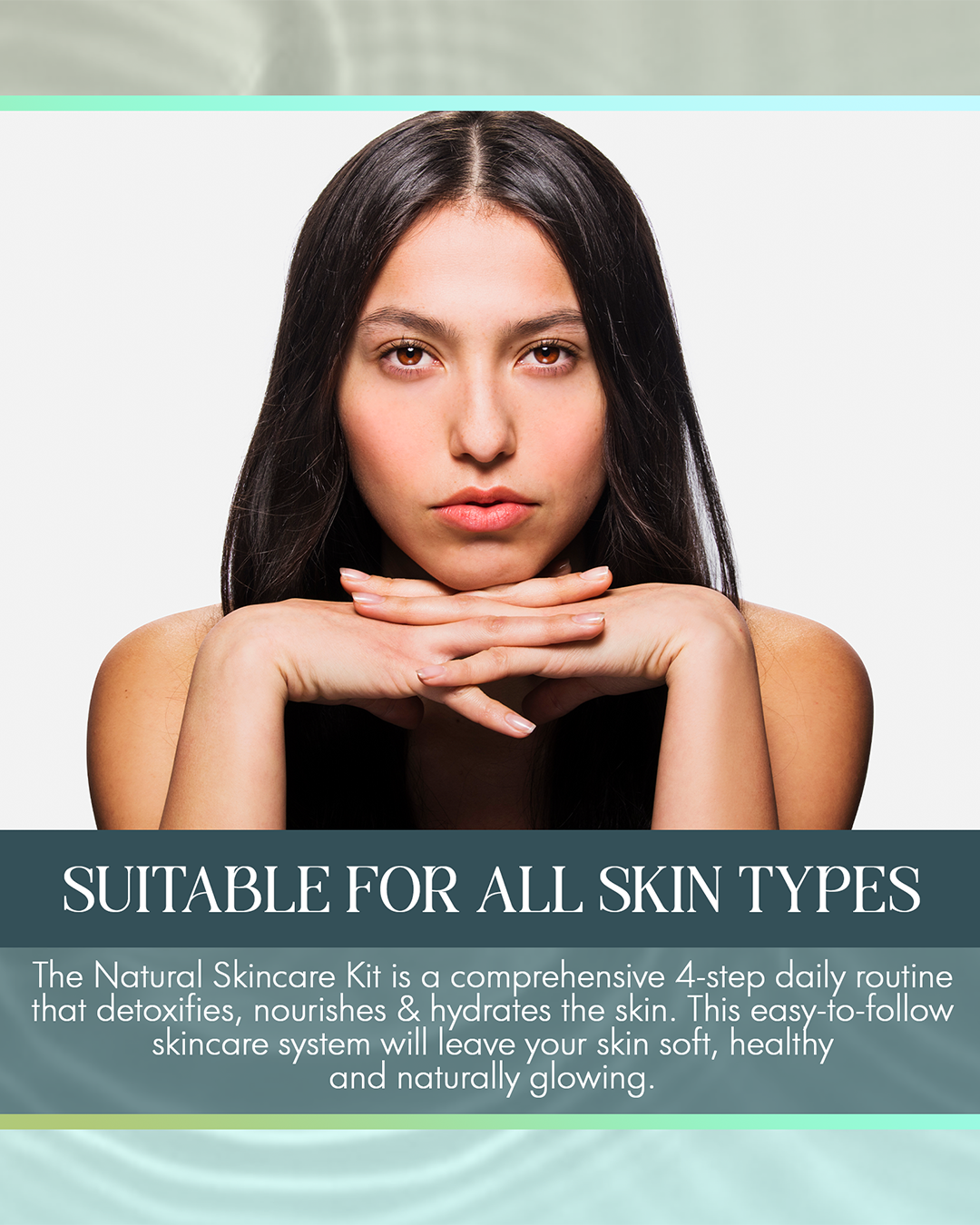 אישה עם עור בריא מדגימה תוצאות שימוש בערכת טיפוח