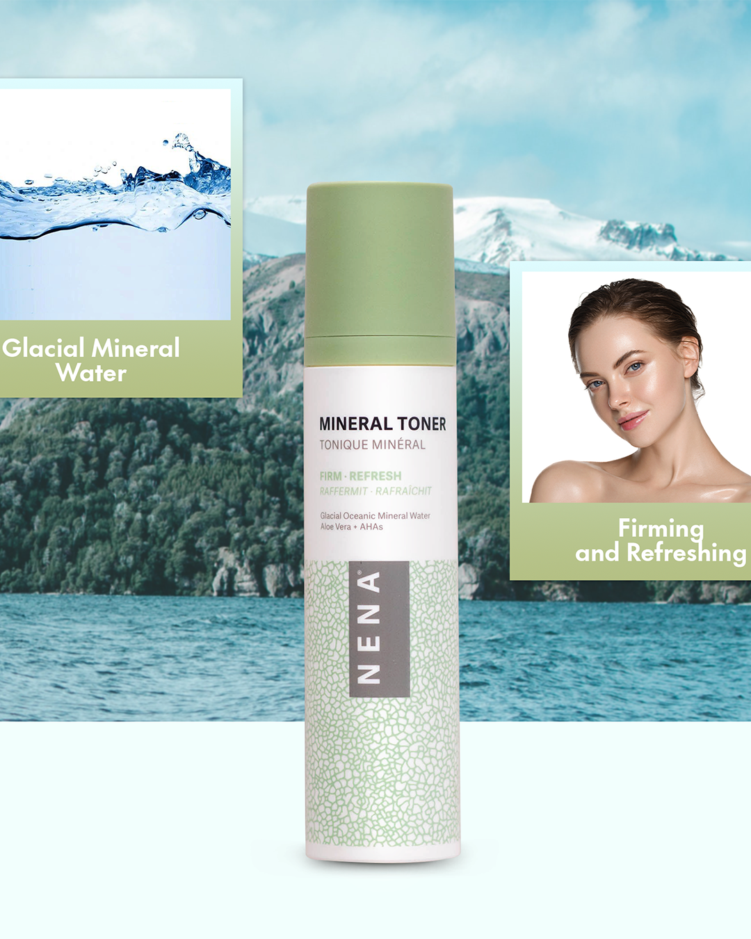 עם מים מקרחונים גלציאליים NENA טונר מינרלי